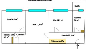 R A Č I A N S K A | 3 izbový byt 76 s balkónom |  BAIII - Nové Mesto